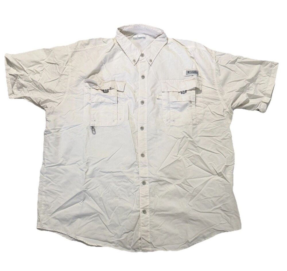 Columbia Shirt Mens  XL White PFG Bahama II Fishing Vented Camp Button Down